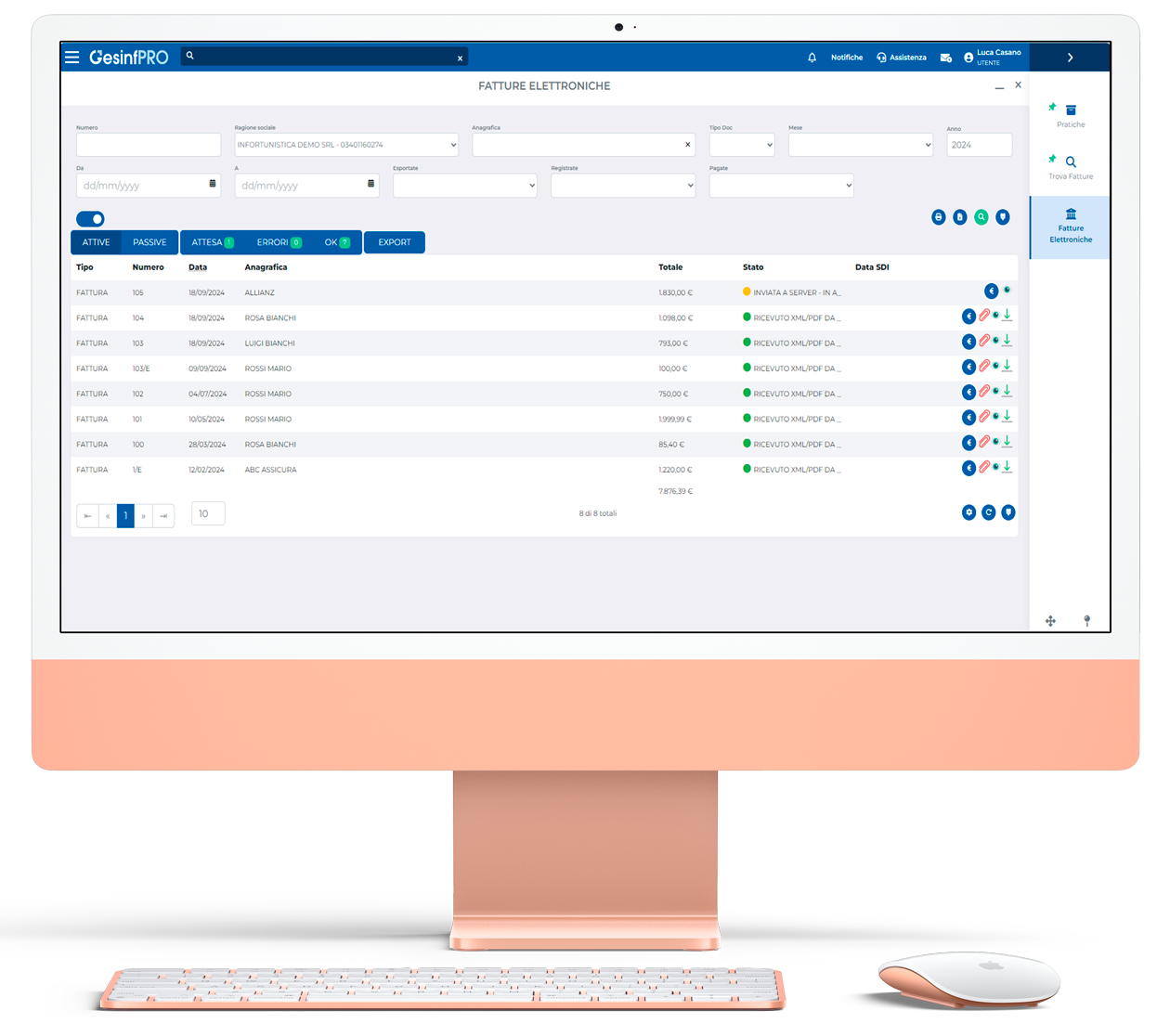 GesinfPRO ti permette di gestire i cicli attivo e passivo della fatturazione elettronica